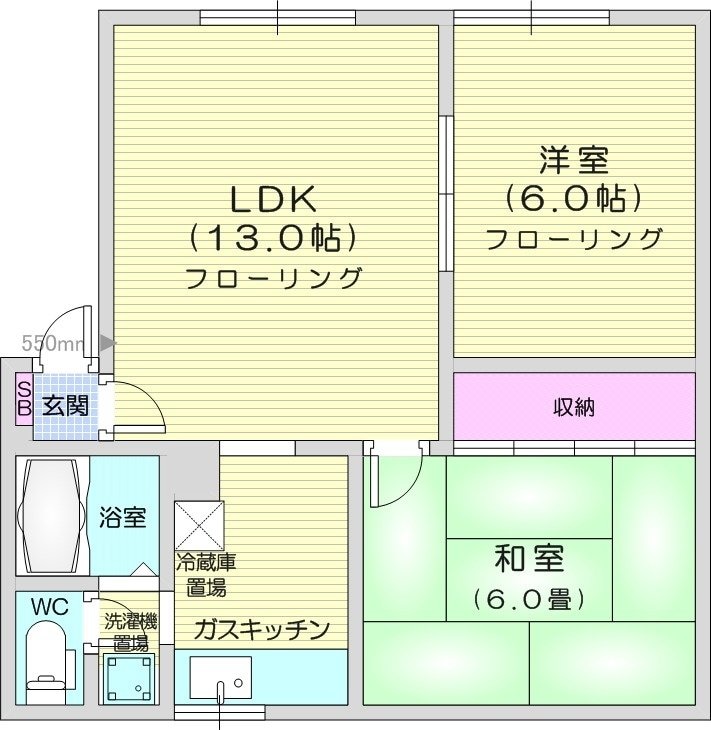 北３４条駅 徒歩13分 3階の物件間取画像