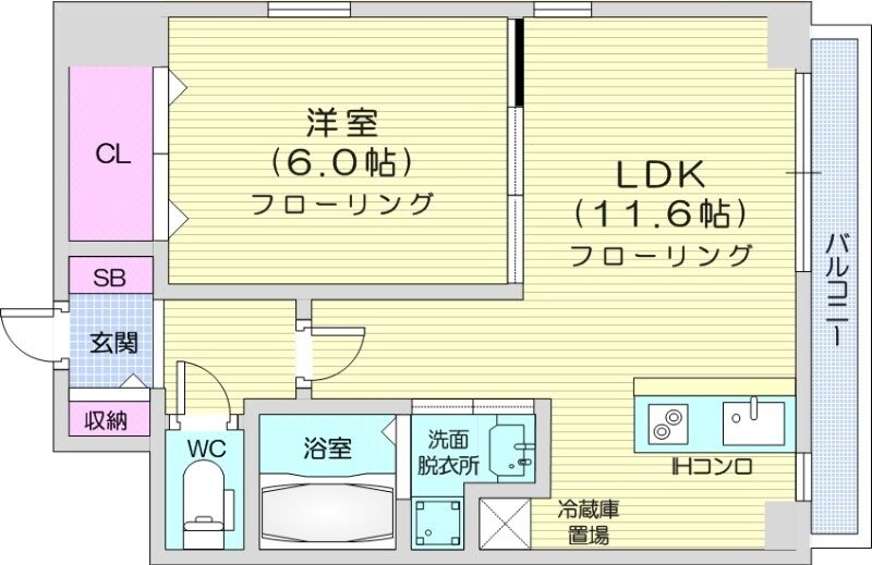 西２８丁目駅 徒歩9分 6階の物件間取画像