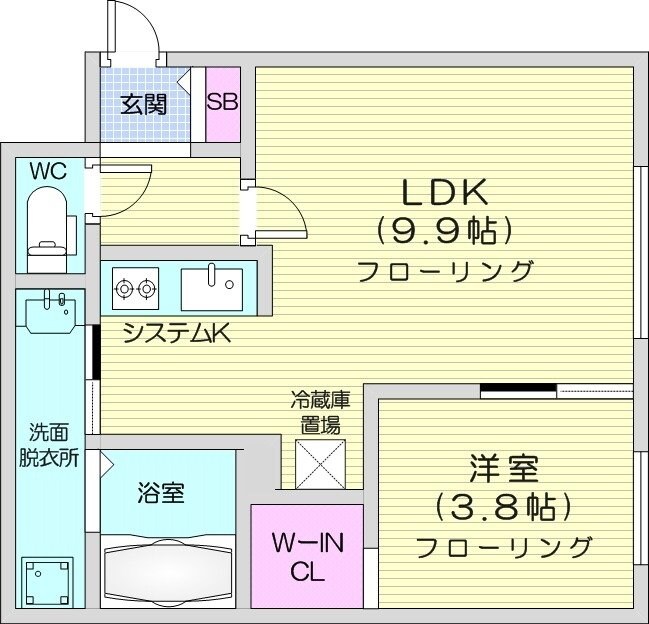 南郷１８丁目駅 徒歩8分 1階の物件間取画像