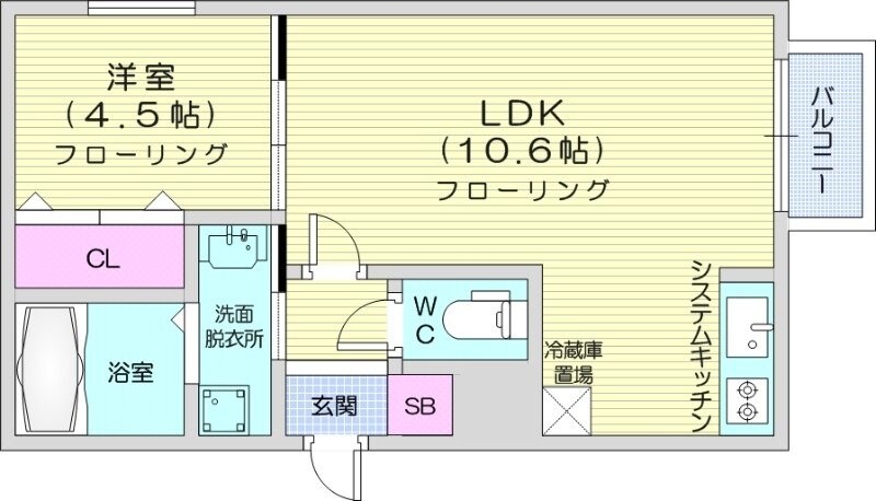 北２４条駅 徒歩10分 4階の物件間取画像