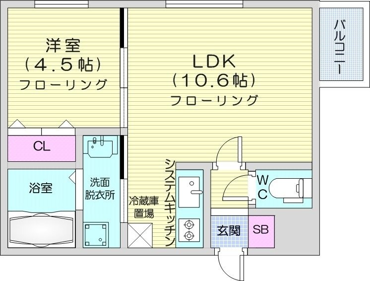 北２４条駅 徒歩10分 5階の物件間取画像