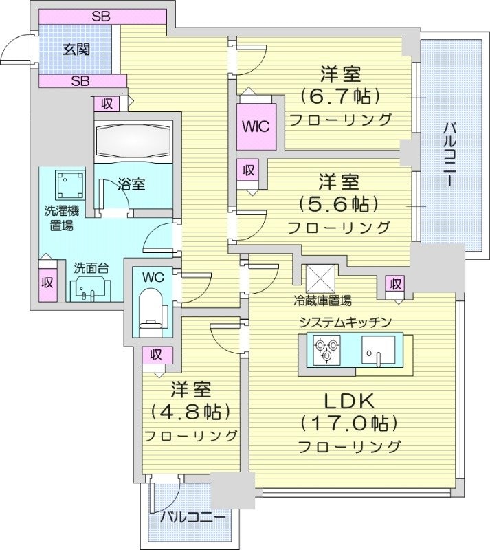 札幌駅 徒歩2分 23階の物件間取画像