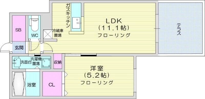 北２４条駅 徒歩3分 1階の物件間取画像