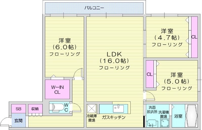 元町駅 徒歩7分 3階の物件間取画像