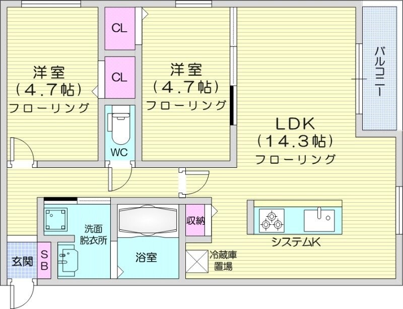 菊水駅 徒歩19分 2階の物件間取画像