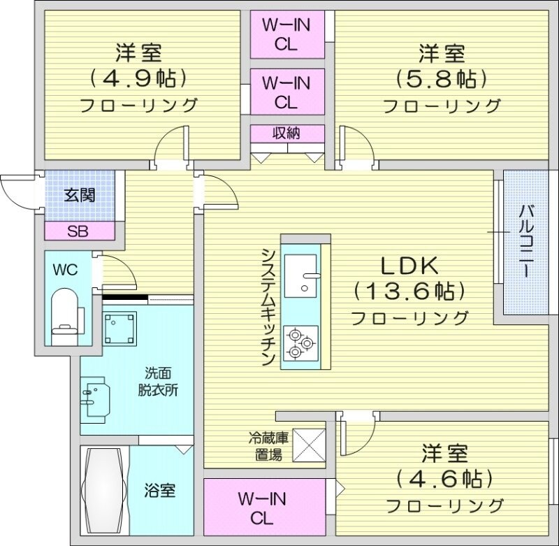 菊水駅 徒歩19分 5階の物件間取画像