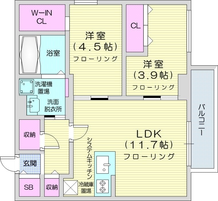 西２８丁目駅 徒歩6分 4階の物件間取画像