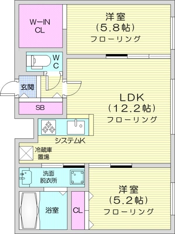 琴似駅 徒歩10分 2階の物件間取画像