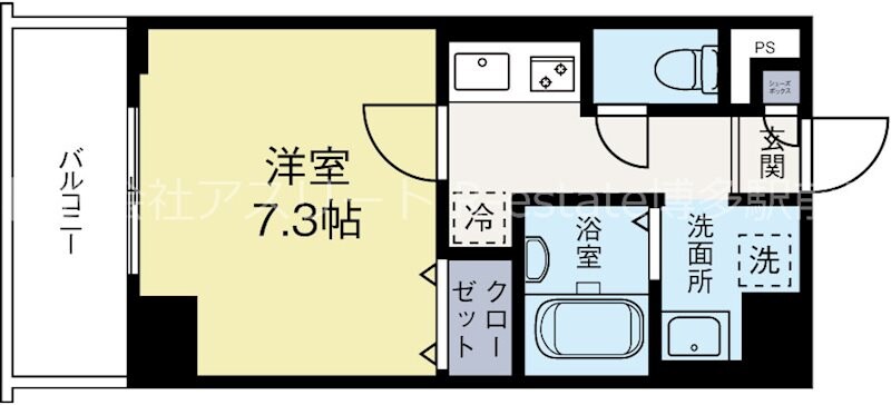 中洲川端駅 徒歩15分 3階の物件間取画像