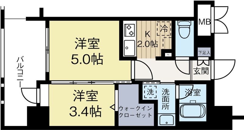 天神駅 徒歩10分 2階の物件間取画像