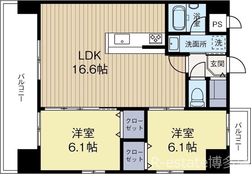 博多駅 徒歩9分 13階の物件間取画像