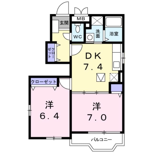 シャン・ド・フルールかも川の物件間取画像