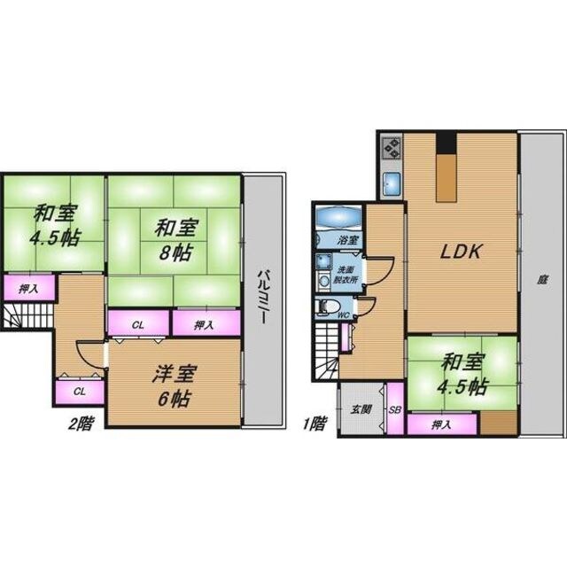 龍安寺衣笠貸家の物件間取画像