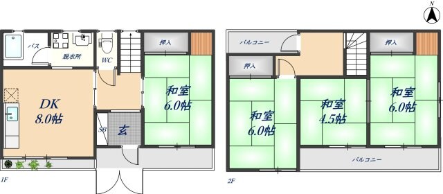 長吉長原4丁目貸家の物件間取画像