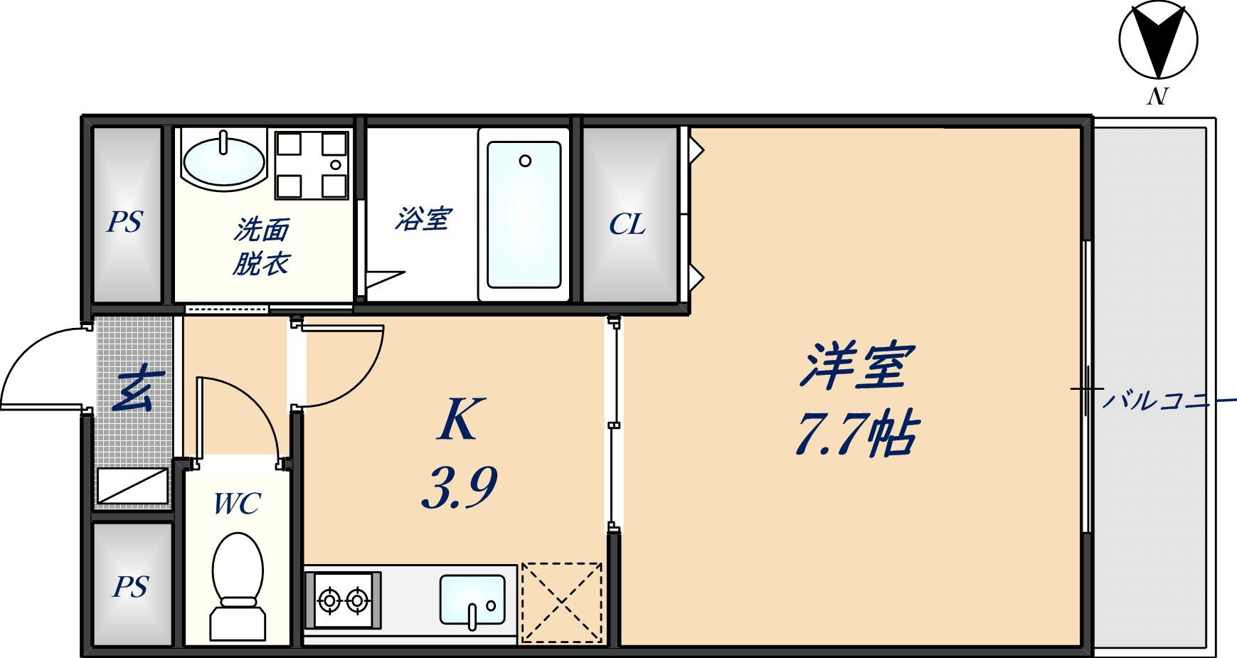 アンプルール クラージュ 瓢箪山の物件間取画像