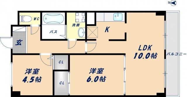 瓢箪山駅 徒歩5分 4階の物件間取画像