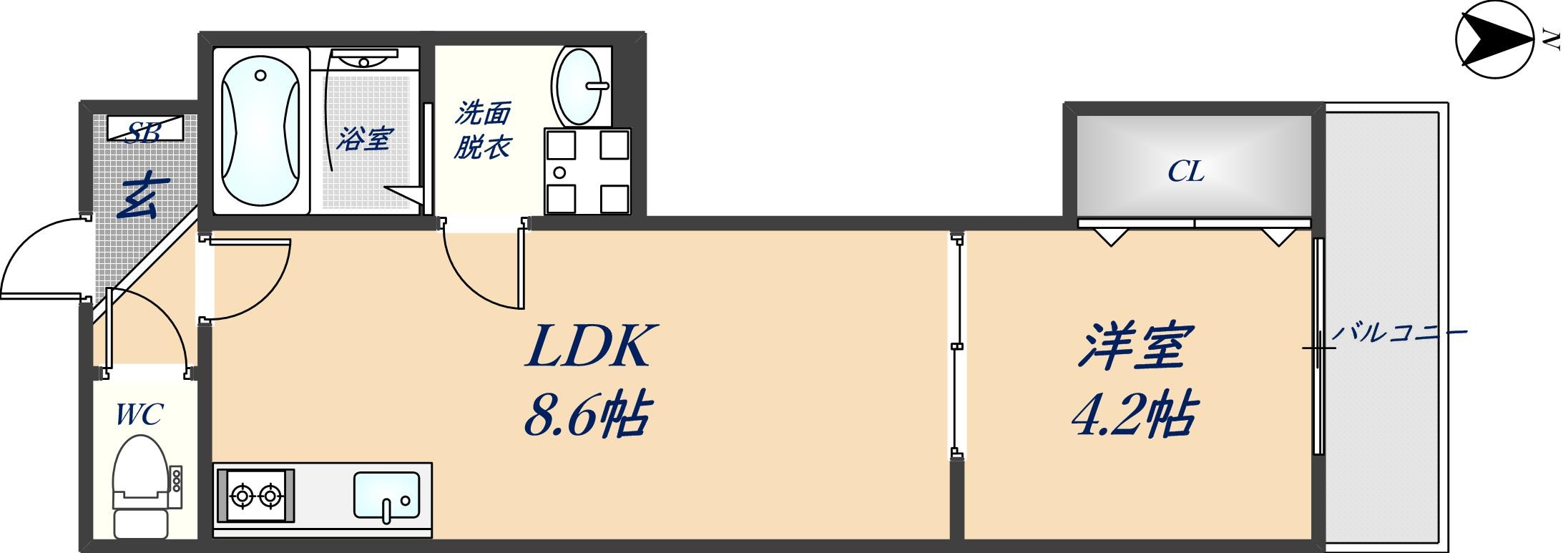 若江岩田駅 徒歩7分 2階の物件間取画像