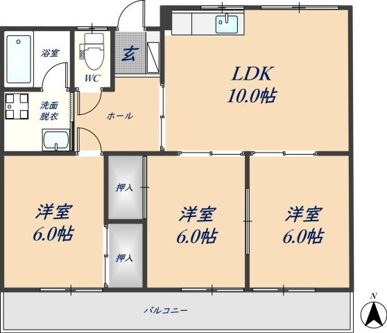 八尾樋口マンションの物件間取画像