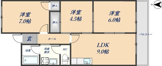 八尾樋口マンションの物件間取画像