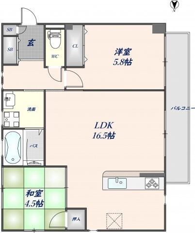 新石切駅 徒歩12分 2階の物件間取画像