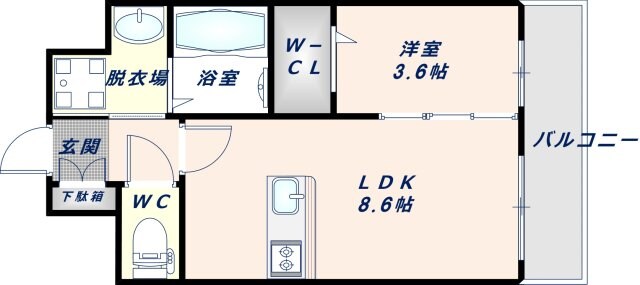 長田駅 徒歩9分 9階の物件間取画像