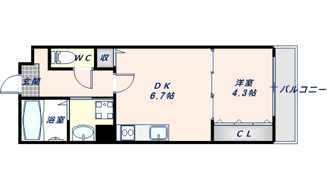 長瀬駅 徒歩3分 1階の物件間取画像