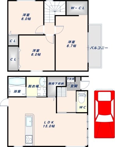 長瀬駅 徒歩5分 1-2階の物件間取画像