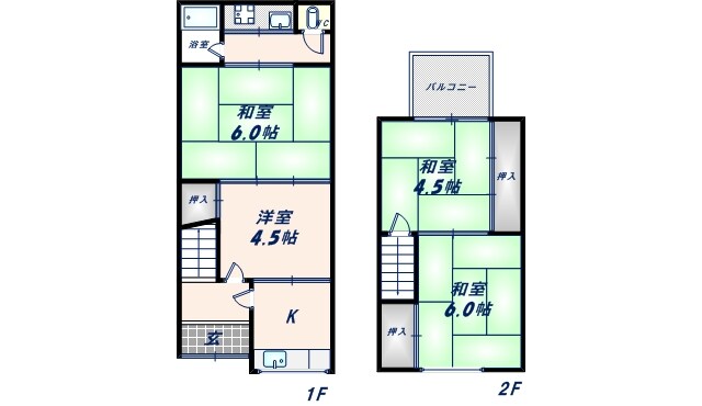 高井田中央駅 徒歩10分 1-2階の物件間取画像