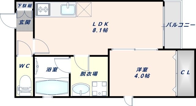 俊徳道駅 徒歩8分 1階の物件間取画像