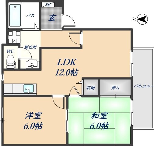 サニーコート高安A棟の物件間取画像