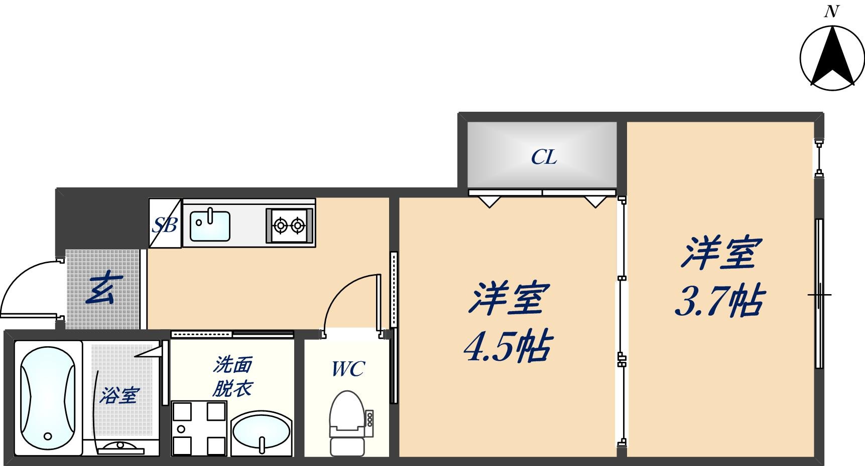 若江岩田駅 徒歩21分 1階の物件間取画像