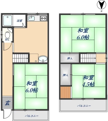 瓢箪山駅 徒歩11分 1-2階の物件間取画像