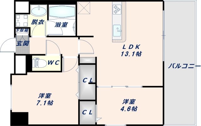 緑橋駅 徒歩7分 3階の物件間取画像