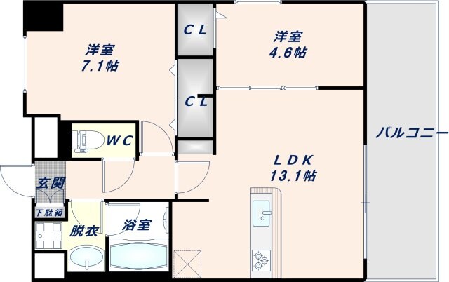 緑橋駅 徒歩7分 4階の物件間取画像