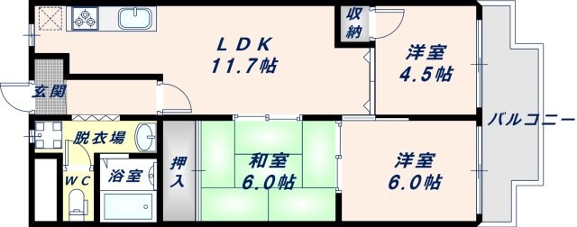 高井田中央駅 徒歩15分 2階の物件間取画像