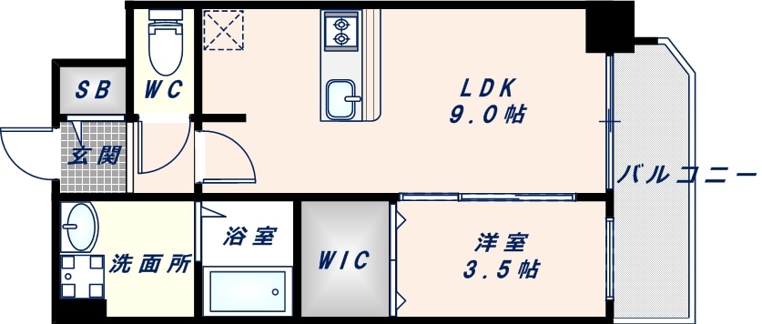 新深江駅 徒歩6分 14階の物件間取画像