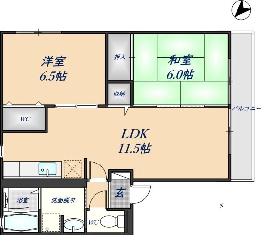 若江岩田駅 徒歩6分 1階の物件間取画像