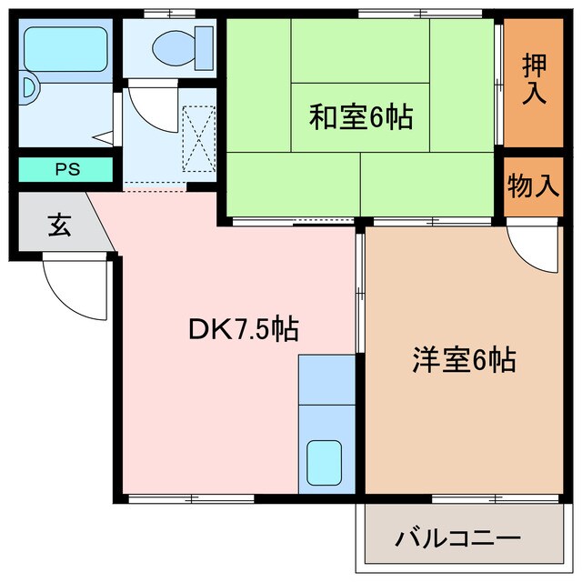 伊勢中川駅 徒歩6分 2階の物件間取画像