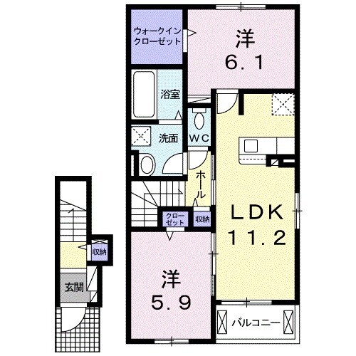 津新町駅 徒歩7分 2階の物件間取画像