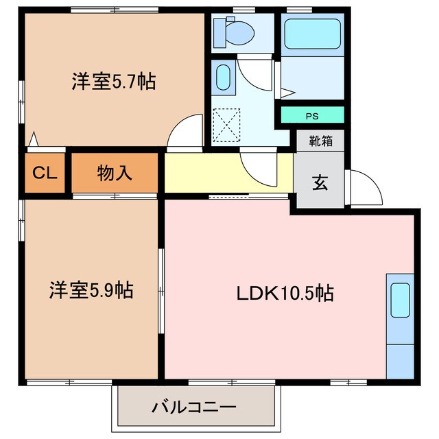 相可駅 徒歩22分 2階の物件間取画像