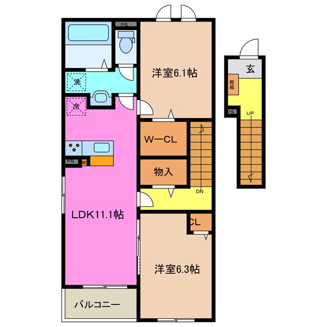 松阪駅 徒歩47分 2階の物件間取画像