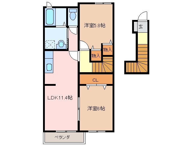 徳和駅 徒歩37分 2階の物件間取画像