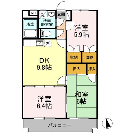 サンライズ駅部田の物件間取画像