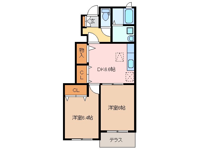 豊津上野駅 徒歩9分 1階の物件間取画像