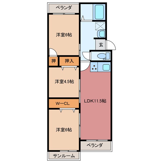 大谷ヒルズB棟の物件間取画像