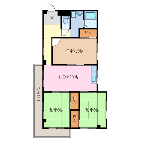 マンションひょうたん島の物件間取画像