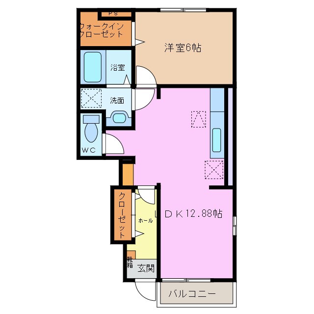 玉垣駅 徒歩16分 1階の物件間取画像