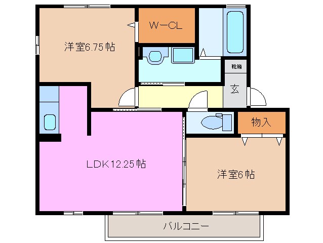 サンポーチ陽だまり　Bの物件間取画像