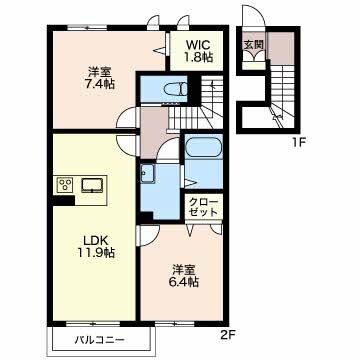 レフィシアB棟の物件間取画像