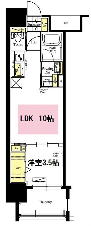 心斎橋駅 徒歩4分 8階の物件間取画像